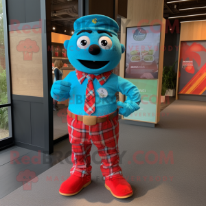 Turquoise Pepper mascot costume character dressed with a Flannel Shirt and Smartwatches