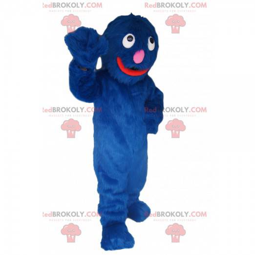 Very smiling blue monster mascot! - Redbrokoly.com