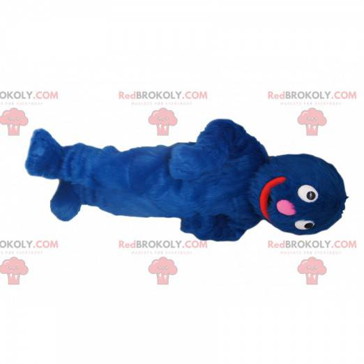 Zeer glimlachende blauwe monstermascotte! - Redbrokoly.com
