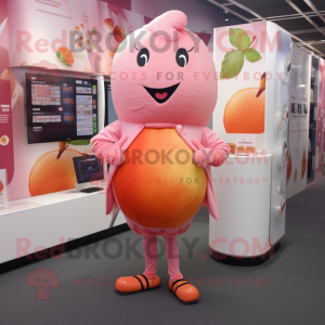 Pink Apricot mascot costume character dressed with a Leggings and Wraps