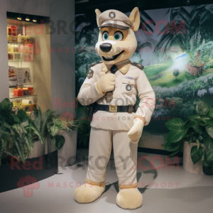 Beige Police Officer mascot costume character dressed with a Culottes and Bracelet watches