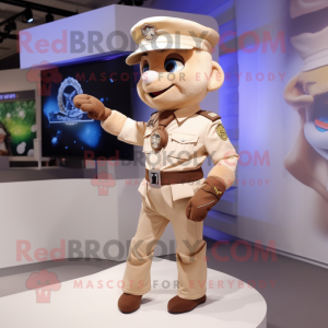 Beige Police Officer mascot costume character dressed with a Culottes and Bracelet watches