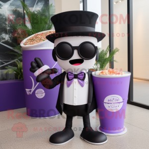 Lavender Ramen mascot costume character dressed with a Tuxedo and Sunglasses