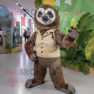 nan Sloth mascot costume character dressed with a Dress Pants and Foot pads