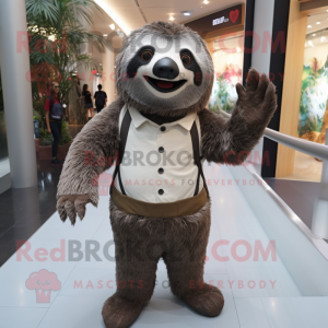 nan Sloth mascot costume character dressed with a Dress Pants and Foot pads