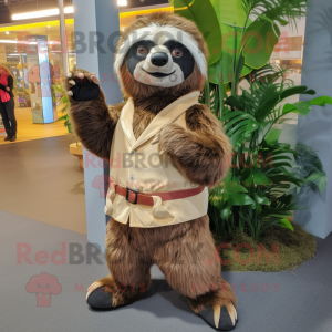 nan Sloth mascot costume character dressed with a Dress Pants and Foot pads