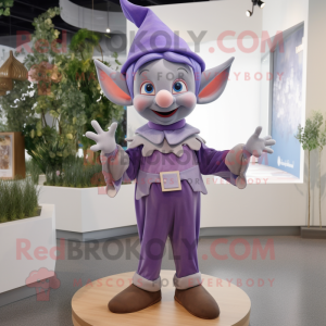 Lavender Elf mascot costume character dressed with a Long Sleeve Tee and Bow ties