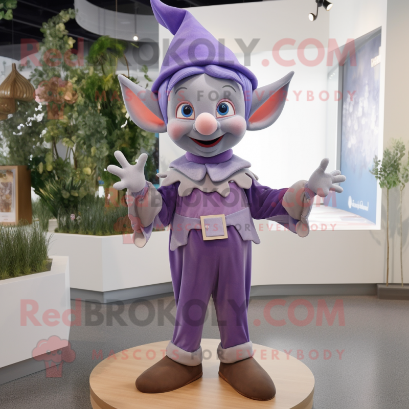 Lavender Elf mascot costume character dressed with a Long Sleeve Tee and Bow ties