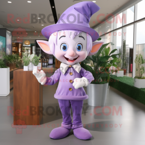 Lavender Elf mascot costume character dressed with a Long Sleeve Tee and Bow ties