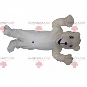 Mascotte d'ours blanc avec un grand sourire - Redbrokoly.com