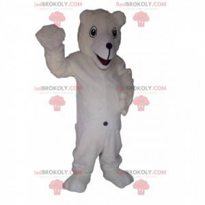 Mascotte d'ours blanc avec un grand sourire - Redbrokoly.com