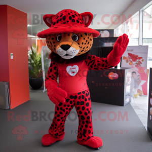 Rød leopard maskot kostume...