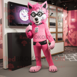 Pink Wolf maskot kostume...