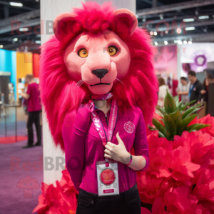 Magenta Tamer Lion maskot...