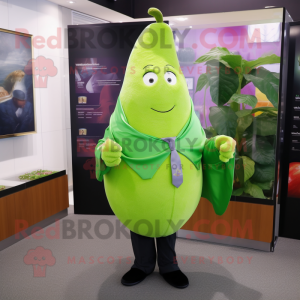 Lime Green Pear mascot costume character dressed with a Blazer and Shawls