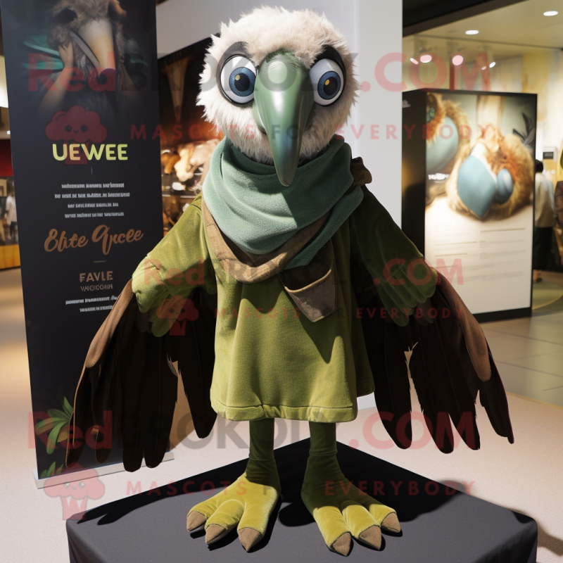 Olive Vulture mascot costume character dressed with a Henley Tee and Scarves Olive Vulture mascot costume character dressed with a Henley Tee and Scarves