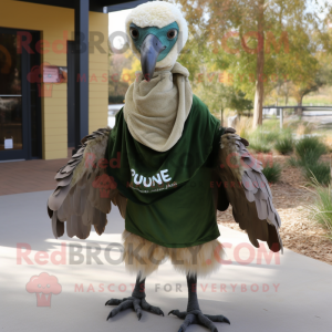 Olive Vulture mascot costume character dressed with a Henley Tee and Scarves