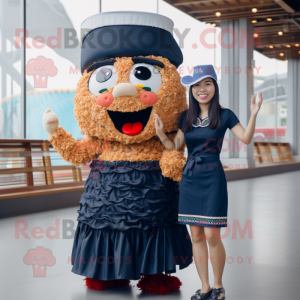 Navy Pad Thai mascot costume character dressed with a Mini Skirt and Hats