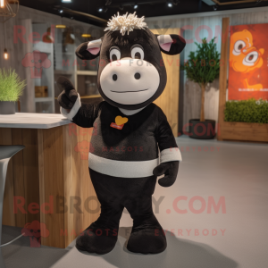 Black Jersey Cow maskot...