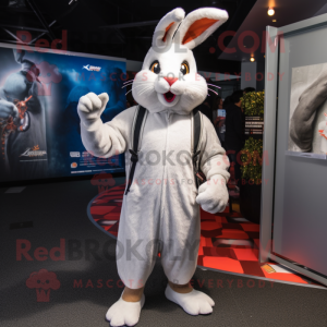 White Rabbit mascot costume character dressed with a Joggers and Beanies