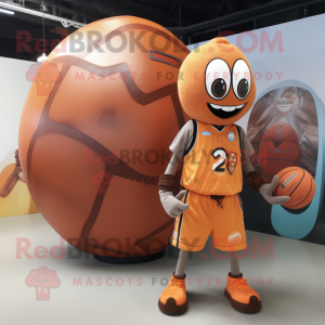 Rust Basketball Ball mascot costume character dressed with a Jumpsuit and Wallets