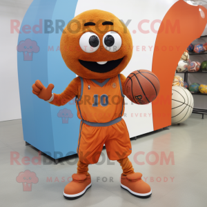 Rust Basketball Ball mascot costume character dressed with a Jumpsuit and Wallets
