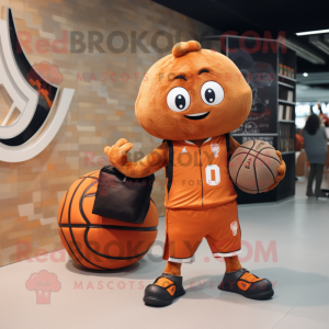 Rust Basketball Ball mascot costume character dressed with a Jumpsuit and Wallets