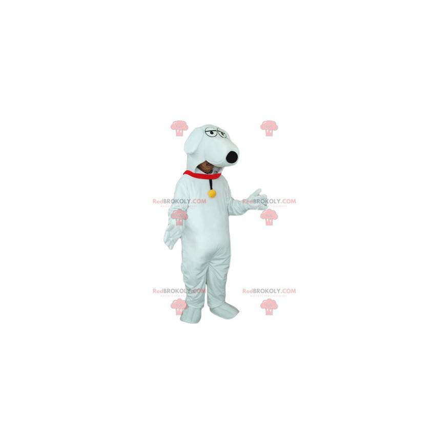 Mascote cachorro branco com coleira vermelha e sino - Mascote cachorro branco com coleira vermelha e sino -