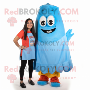 Sky Blue Enchiladas mascot costume character dressed with a Mini Skirt and Ties