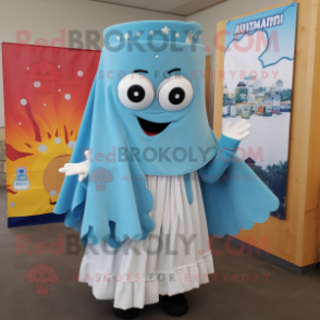 Sky Blue Enchiladas mascot costume character dressed with a Mini Skirt and Ties