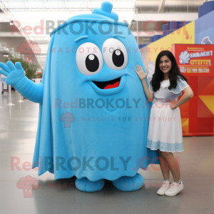 Sky Blue Enchiladas mascot costume character dressed with a Mini Skirt and Ties