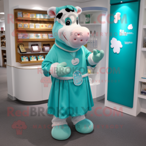 Cyan Hereford Cow maskot...