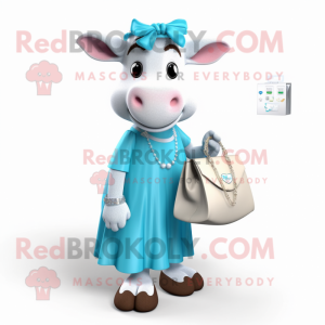 Cyan Hereford Cow maskot...