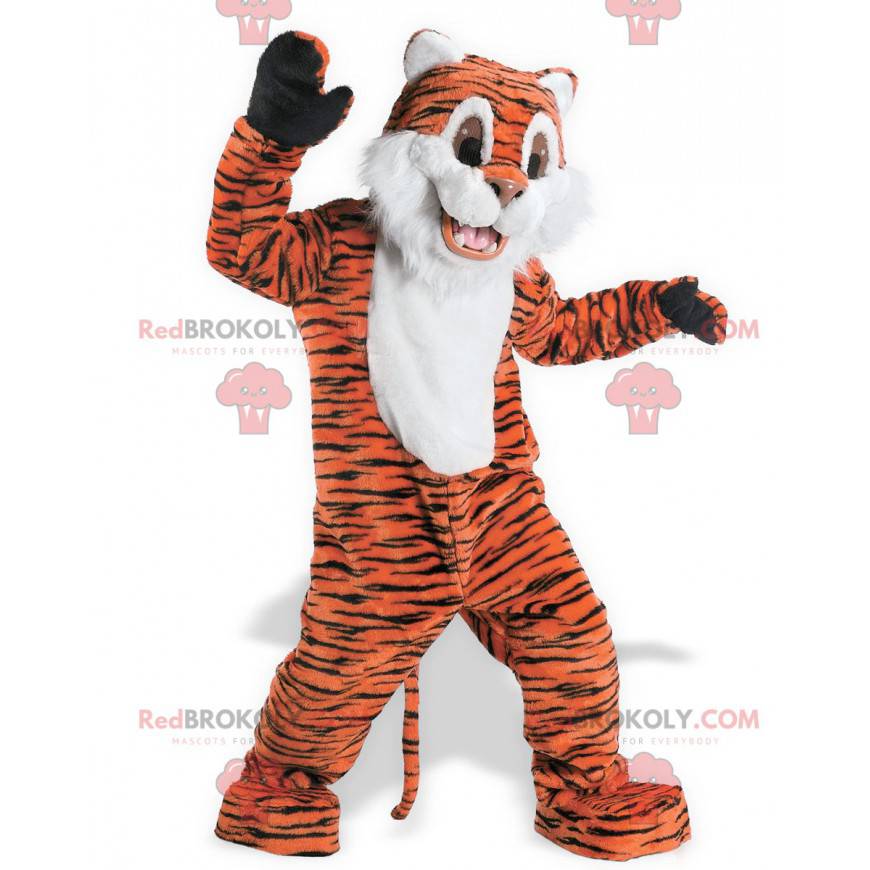 Mascota de tigre blanco y negro naranja dulce y lindo -
