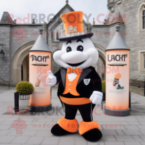 Peach Irish Castle mascot costume character dressed with a Tuxedo and Bracelets