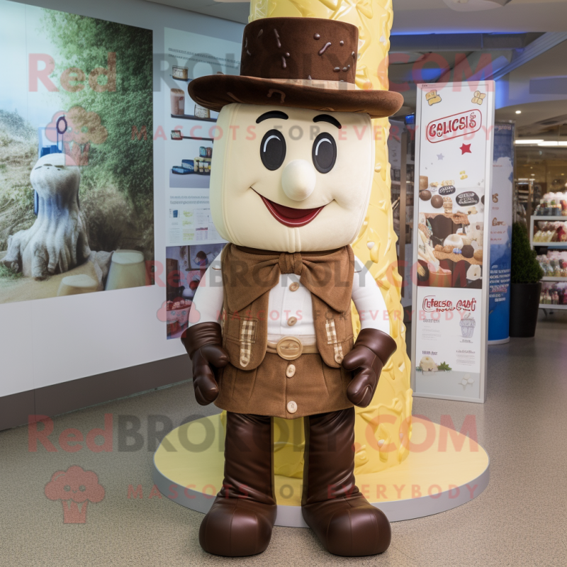 Cream Chocolates mascot costume character dressed with a Bootcut Jeans and Scarves Cream Chocolates mascot costume character dressed with a Bootcut Jeans and Scarves