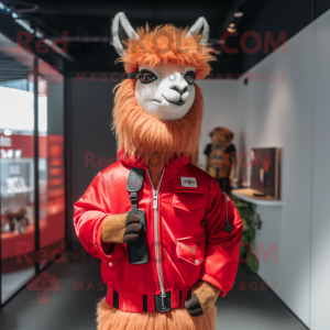 Rode lama mascotte kostuum...