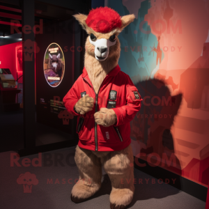 Rød lama maskot kostume...
