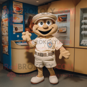 Tan Oyster mascot costume character dressed with a Polo Shirt and Wallets