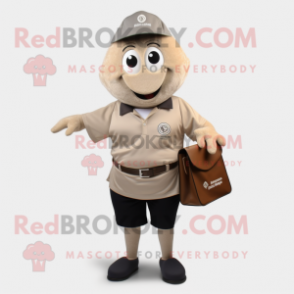 Tan Oyster mascot costume character dressed with a Polo Shirt and Wallets