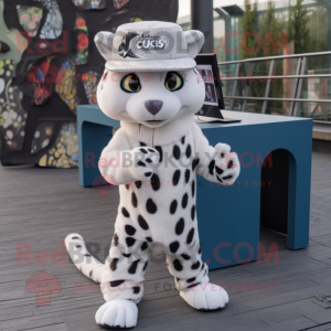 Vit Cheetah maskot kostym...