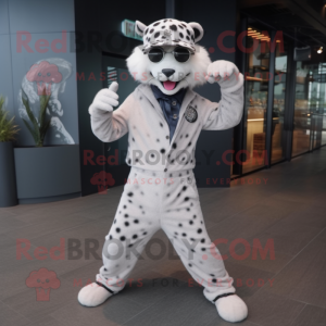 Hvid Cheetah maskot kostume...