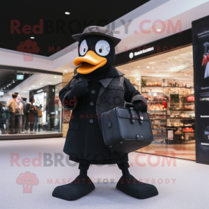 Black Goose mascot costume character dressed with a Suit and Wallets