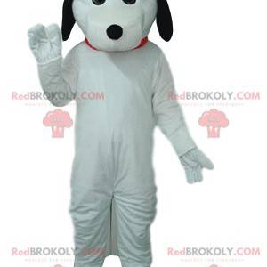 Witte hond mascotte, met zwarte oren. - Redbrokoly.com