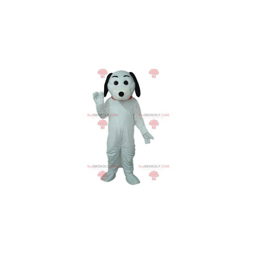 Weißes Hundemaskottchen mit schwarzen Ohren. - Redbrokoly.com