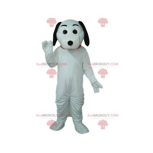 Weißes Hundemaskottchen mit schwarzen Ohren. - Redbrokoly.com