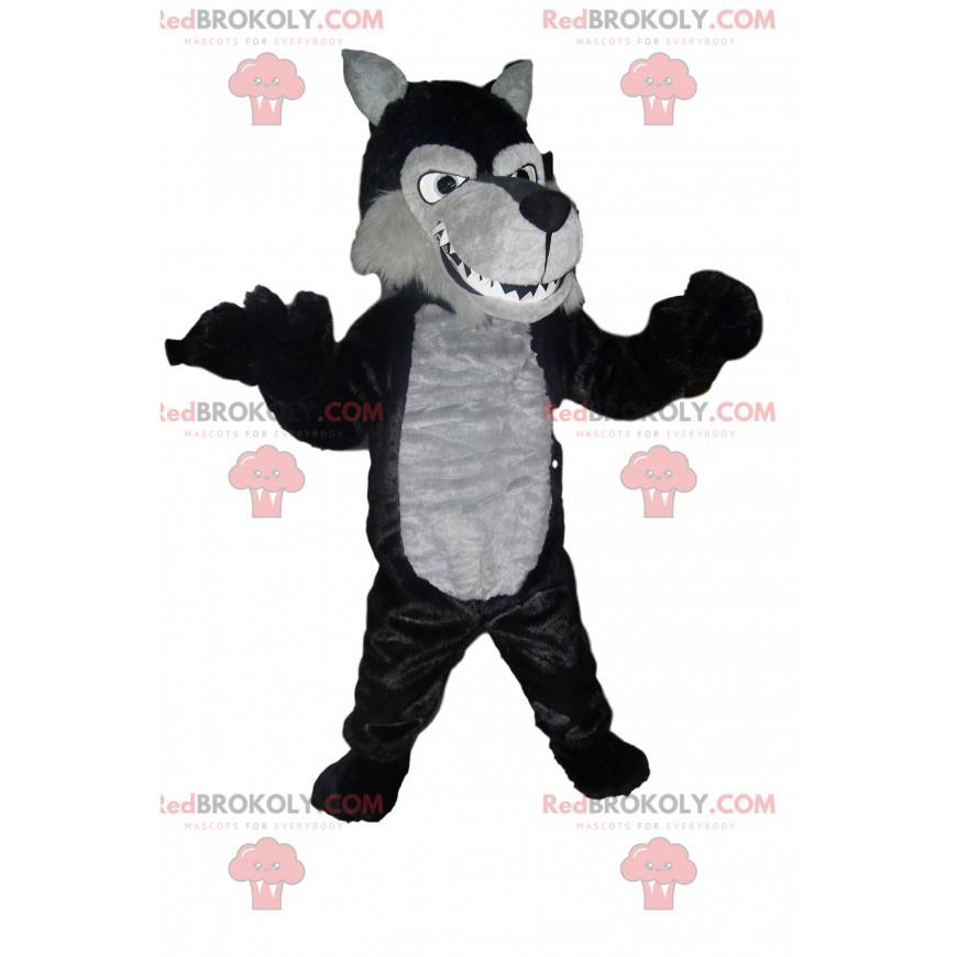 Mascot sort og grå ulv. Ulv kostume - Redbrokoly.com Mascot sort og grå ulv. Ulv kostume - Redbrokoly.com