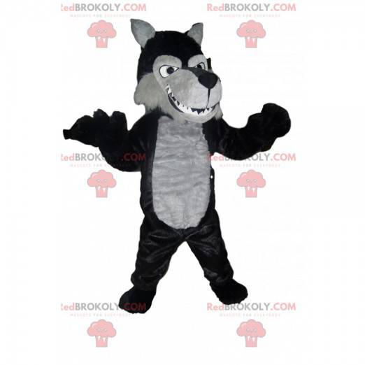 Mascotte lupo nero e grigio. Costume da lupo - Redbrokoly.com