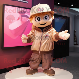 Tan Pink maskot kostume...
