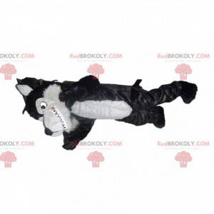 Mascotte de loup noir et gris. Costume de loup - Redbrokoly.com
